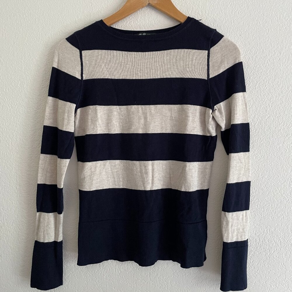Brooks Brothers Navy Striped Silk/Cashmere Sweater